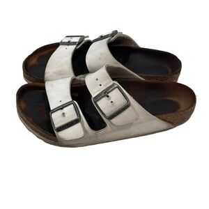 Birkenstock Arizona Birko Flor Women's Sandals - White, 37R/6.5 US Slides